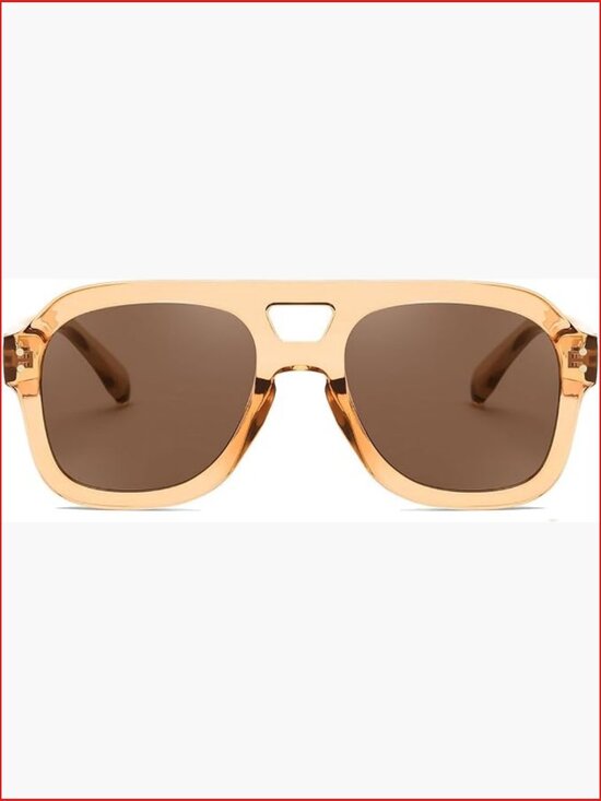 Vintage Aviator Sunglasses Double Bridge Large Square Thick Frame UV400 main image 6